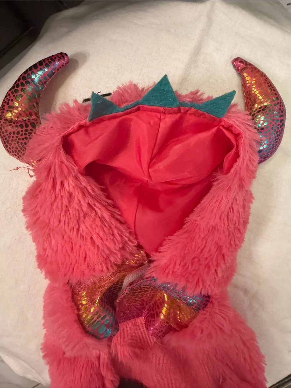 Pink Furry Monster Dragon Dog Halloween Costume Size Small